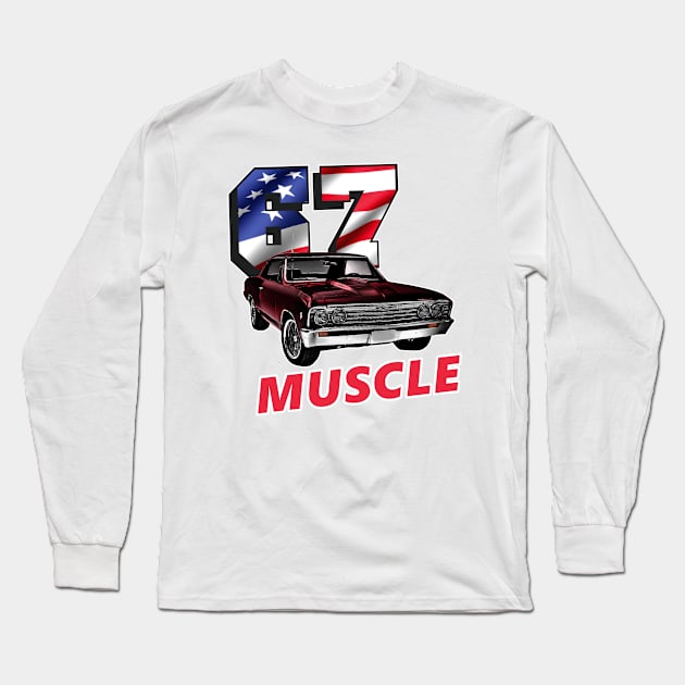 67 Muscle Maroon Variant Long Sleeve T-Shirt by RowdyPop